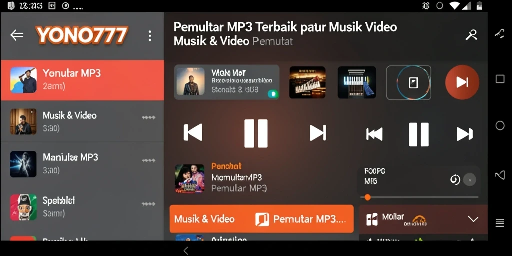 Antarmuka YONO777 yang simpel dan menarik untuk Pemutar MP3.